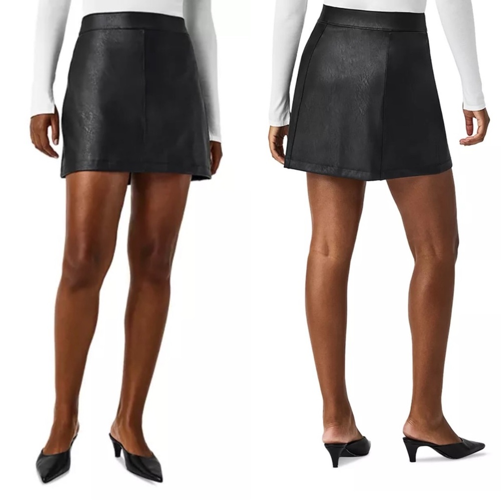 SPANX Black Faux Leather Mini Skirt, 2X